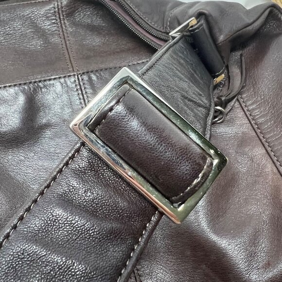 Y2K Rolfs Purse Bucket Bag Genuine Leather Brown Adjustable Strap Pockets - Picture 6 of 12